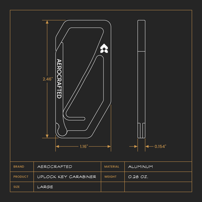 aerocrafted uplock key carabiner dimensions #material_black-silver-aluminum