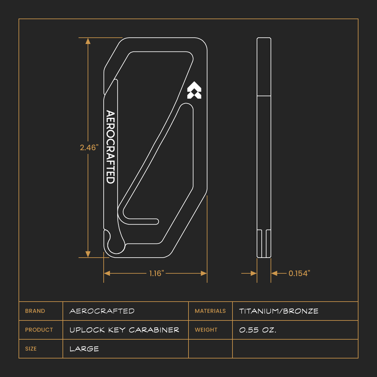 aerocrafted uplock key carabiner dimensions #material_titanium-bronze