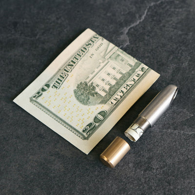 titanium cash stash for everyday carry with folded bill #material_titanium-bronze