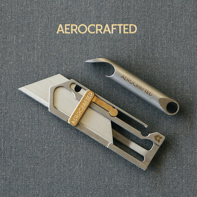 wingman bottle opener and aerocrafted sideslip utility knife everyday carry gear made in the usa #material_titanium