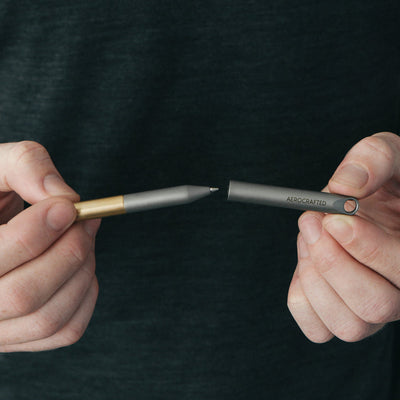 small keychain pen with pilot g2 mini ink cartridges #material_titanium-bronze