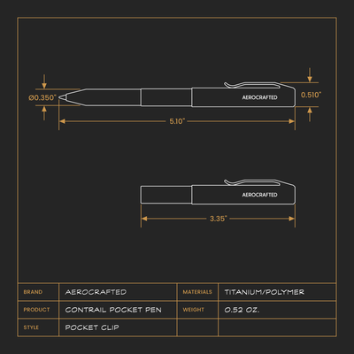 dimensions of ultra lightweight mini pocket pen #material_titanium-polymer