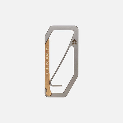 An edc carabiner designed by Aerocrafted is called the Uplock Key Carabiner and is the perfect keychain carabiner as it seperates your keys from the opening all made in the usa #material_titanium-bronze