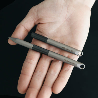 aerocrafted lightweight pen with keyring cap #material_titanium-polymer